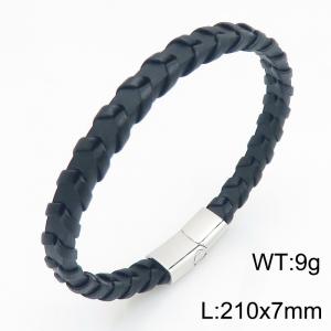 Stainless Steel Leather Bracelet - KB215425-JR