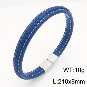 Stainless Steel Leather Bracelet - KB215428-JR