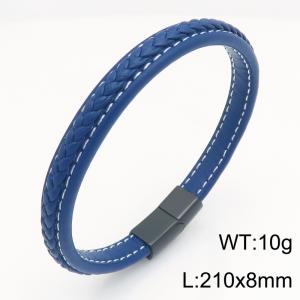 Stainless Steel Leather Bracelet - KB215430-JR
