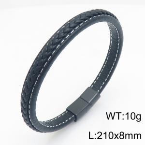 Stainless Steel Leather Bracelet - KB215436-JR