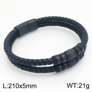 Stainless Steel Leather Bracelet - KB215450-JR