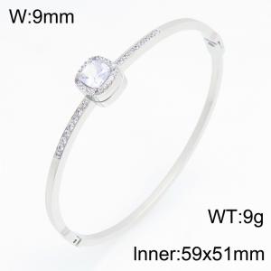 Stainless Steel Stone Bangle - KB216215-SP