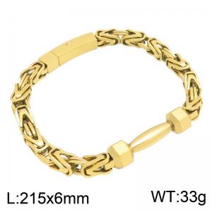 Stainless Steel Bracelet for Men, Heavy Byzantine Chain Bracelet Solid Link Wristband Male Punk Jewelry Gift - KB216599-KFC