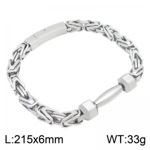 Stainless Steel Bracelet for Men, Heavy Byzantine Chain Bracelet Solid Link Wristband Male Punk Jewelry Gift - KB216601-KFC