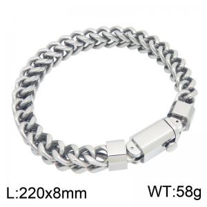 Stainless Steel  Bracelet for Men, Heavy Chunky Curb Chain Wrist Bracelet Secure Lock Clasp Male Jewelry Gift - KB216602-KFC