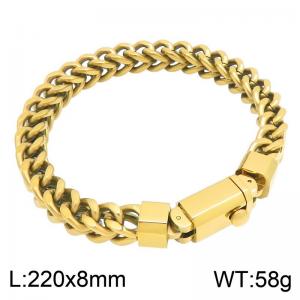 Stainless Steel  Bracelet for Men, Heavy Chunky Curb Chain Wrist Bracelet Secure Lock Clasp Male Jewelry Gift - KB216603-KFC