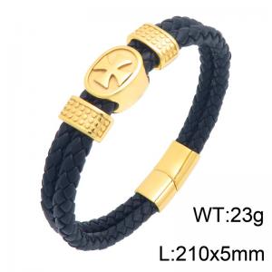 Stainless Steel Leather Bracelet - KB216625-SJ