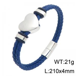 Stainless Steel Leather Bracelet - KB216626-SJ