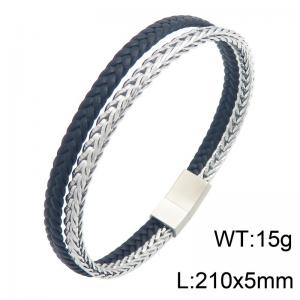 Stainless Steel Leather Bracelet - KB216629-SJ