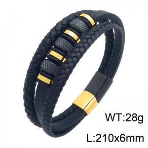Stainless Steel Leather Bracelet - KB216636-SJ