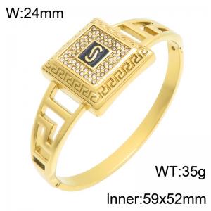 Stainless Steel Stone Bangle - KB216653-SP