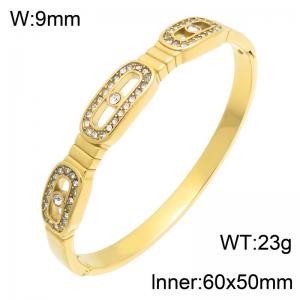 Stainless Steel Stone Bangle - KB216656-SP