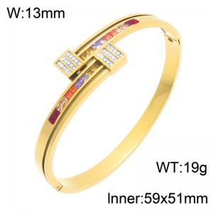 Stainless Steel Stone Bangle - KB216657-SP
