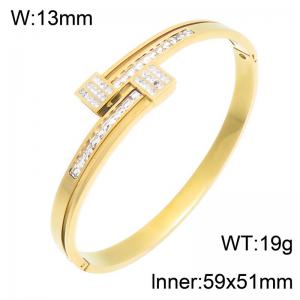 Stainless Steel Stone Bangle - KB216658-SP
