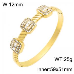Stainless Steel Stone Bangle - KB216660-SP