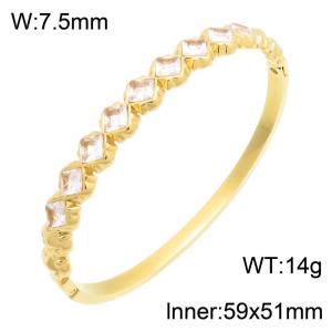 Stainless Steel Stone Bangle - KB216663-SP
