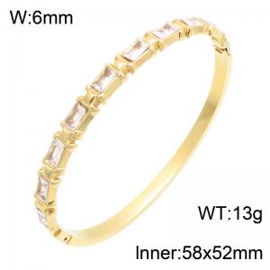 Stainless Steel Stone Bangle - KB216664-SP