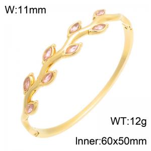 Stainless Steel Stone Bangle - KB216668-SP