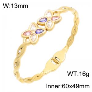 Stainless Steel Stone Bangle - KB216670-SP