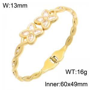 Stainless Steel Stone Bangle - KB216672-SP