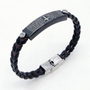 Stainless Steel Leather Bracelet - KB217751-JZ