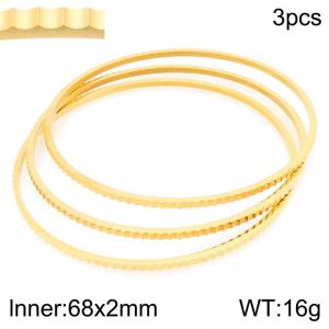 Textured Groove Stainless Steel Stackable Bangle Bracelet - KB218045-GC