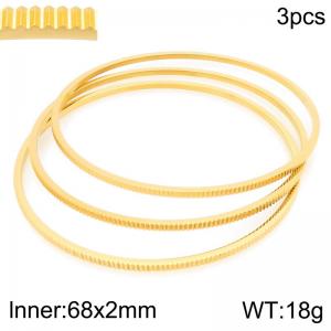 Textured Groove Stainless Steel Stackable Bangle Bracelet - KB218048-GC