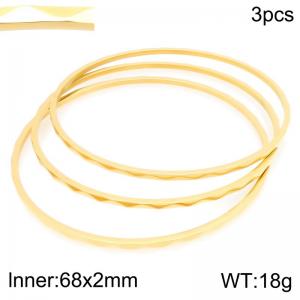 Faceted Twist Stainless Steel Stackable Bangle Bracelet - KB218051-GC