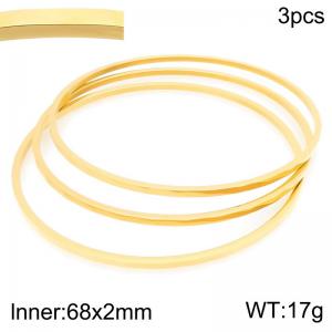 Plain Smooth Stainless Steel Stackable Bangle Bracelet - KB218057-GC