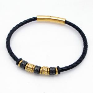 Stainless Steel Leather Bracelet - KB218235-GSD
