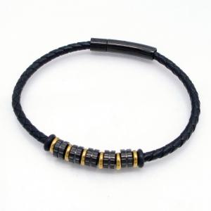Stainless Steel Leather Bracelet - KB218236-GSD