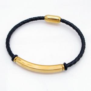 Stainless Steel Leather Bracelet - KB218238-GSD