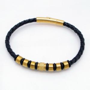 Stainless Steel Leather Bracelet - KB218239-GSD