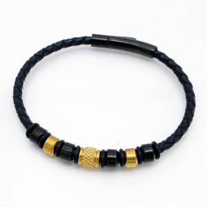 Stainless Steel Leather Bracelet - KB218240-GSD