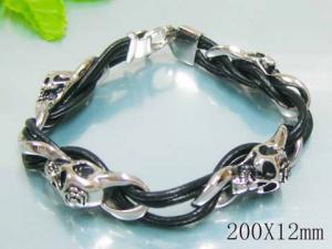 Stainless Steel Leather Bracelet - KB22806-K