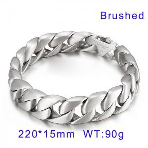 Steel Color Cuban Link Chain Bracelets brushed For Men - KB25515-D