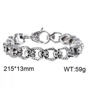 Punk style stainless steel skull jewelry Hip hop rock men's bracelet - KB27118-D