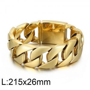 Men's Cuban Bright Face Thick Shiny Bracelet Hip-hop Fashion Men's Gold-plating Bracelet - KB27589-D