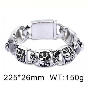 Hip hop punk style thick skull men's stainless steel bracelet - KB27829-D