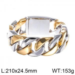 Men's Cuban Bright Face Thick Shiny Bracelet Hip-hop Fashion Men's Gold-plating Bracelet - KB30084-D