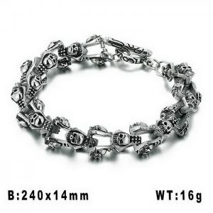 Stainless Steel Skull Bracelet - KB33854-D