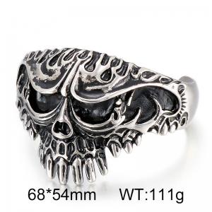 Skeleton head hollow wide open bracelet Stainless Skull Bangle - KB36413-D