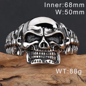 Aggressive Punk Style Skull Head Titanium Steel Ghost Men's Bracelet Bangle - KB36415-D