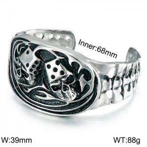 Skeleton head hollow wide open bracelet  Stainless Skull Bangle - KB42917-D