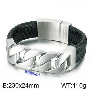 Stainless Steel Leather Bangle - KB43119-D