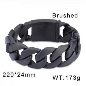 Men's Cuban matte thick bracelet hip-hop fashion men's black bracelet - KB43720-D