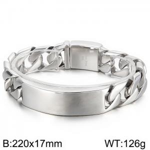Steel polished and engraved curved brand whip chain men's stainless steel bracelet - KB43738-D