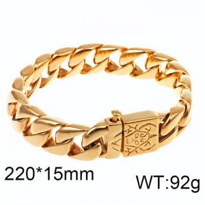 Gold-plating Shiny Face Demon Head Men's Cast Elastic Buckle Bracelet - KB43900-D