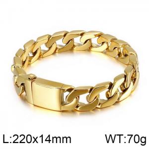European and American fashion trendy men's Cuban chain titanium steel golden bracelet - KB43951-D