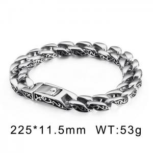 Stainless Steel Viking Vintage Lace Punk Snap Bracelet - KB44060-D